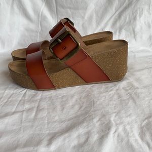 Brown wedge sandals